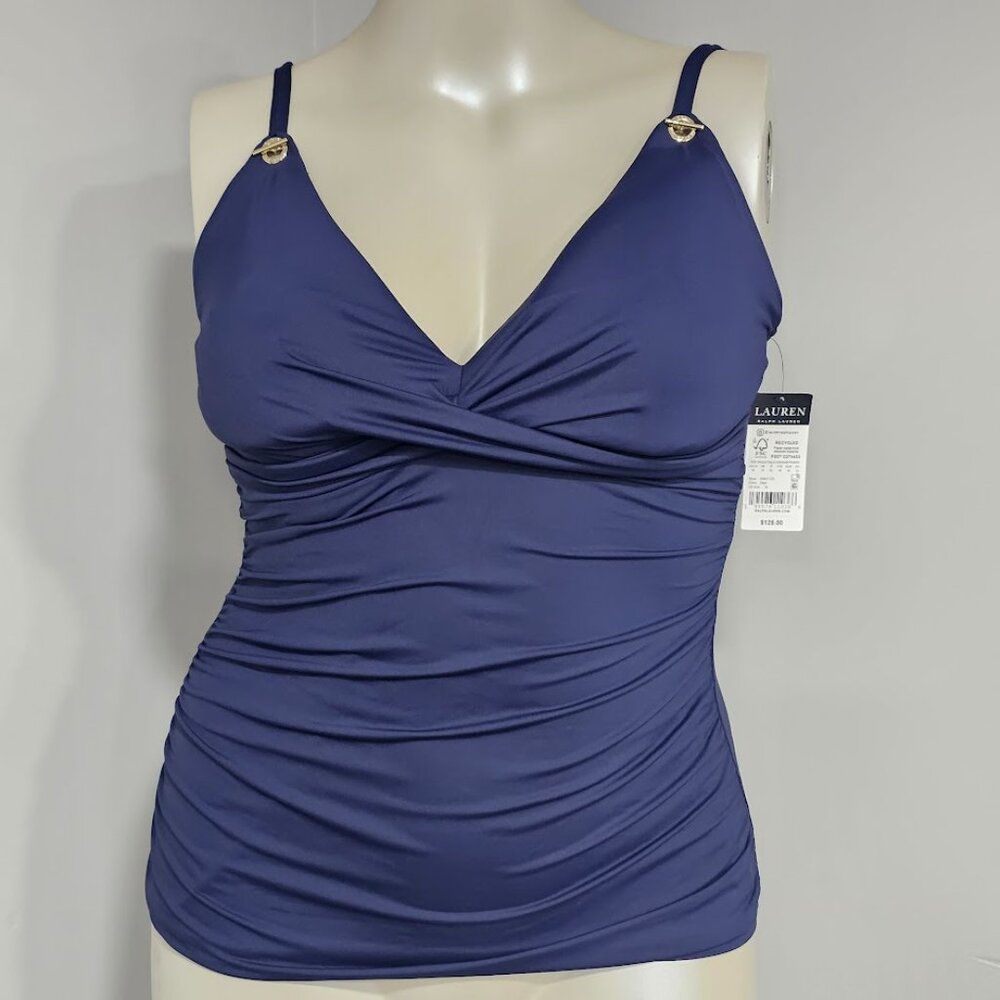 Lauren Ralph Lauren Toggle-Trim Tankini Top Navy - Picture 2 of 7